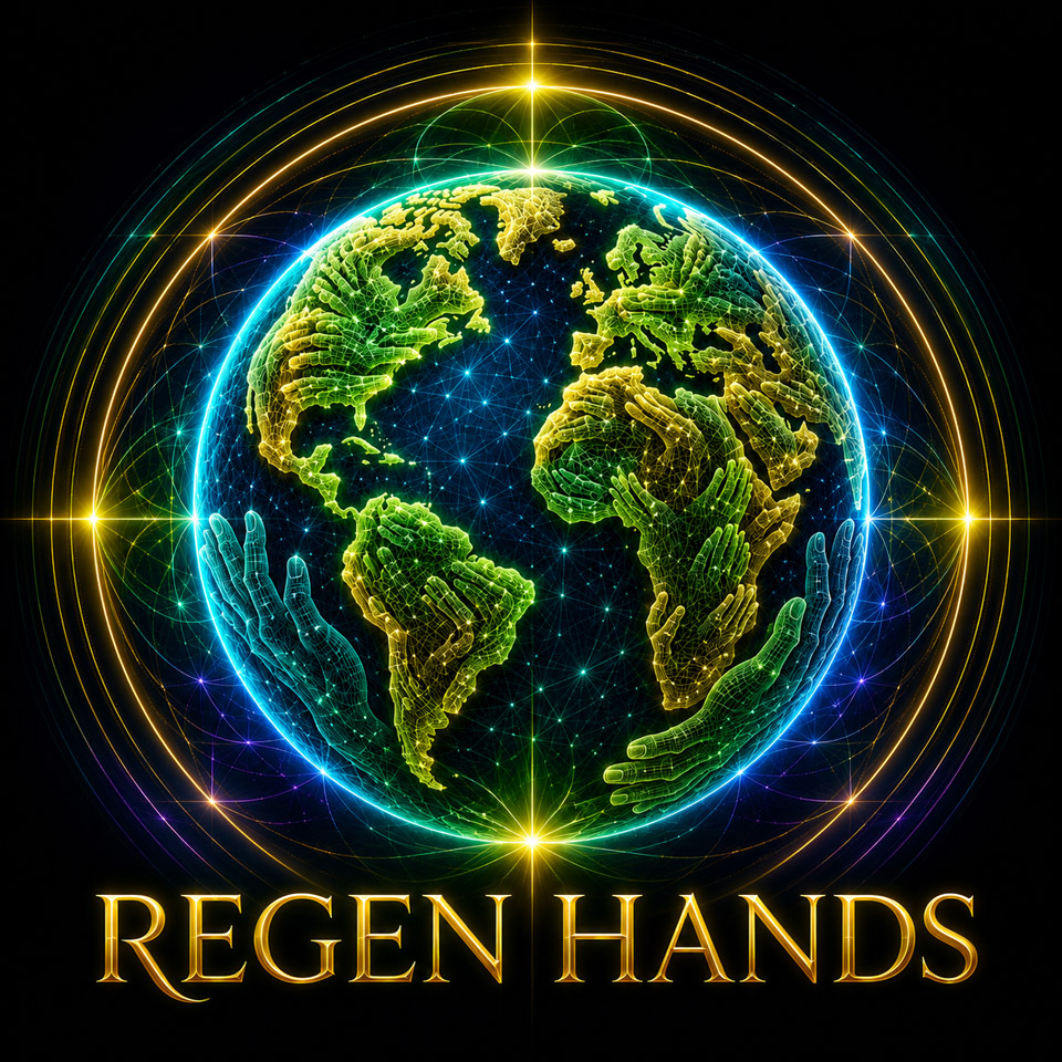 RegenHands — hands cradling a regenerating Earth